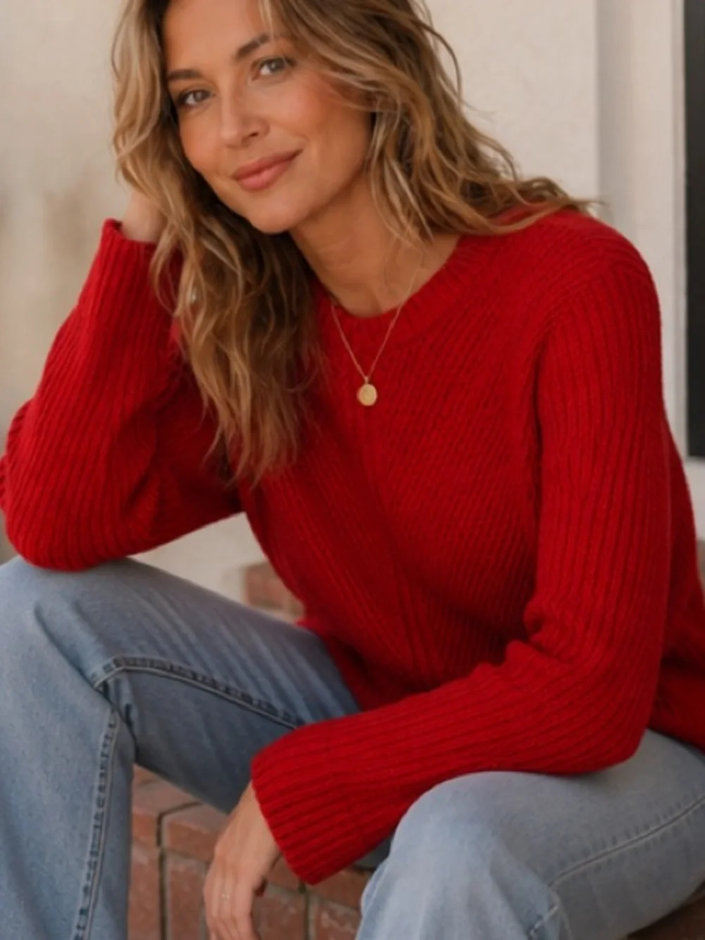 Madewell Hexcomb Texture Crewneck Sweater
Tomato Red / Vibrant Crimsom Size M - Picture 7 of 8